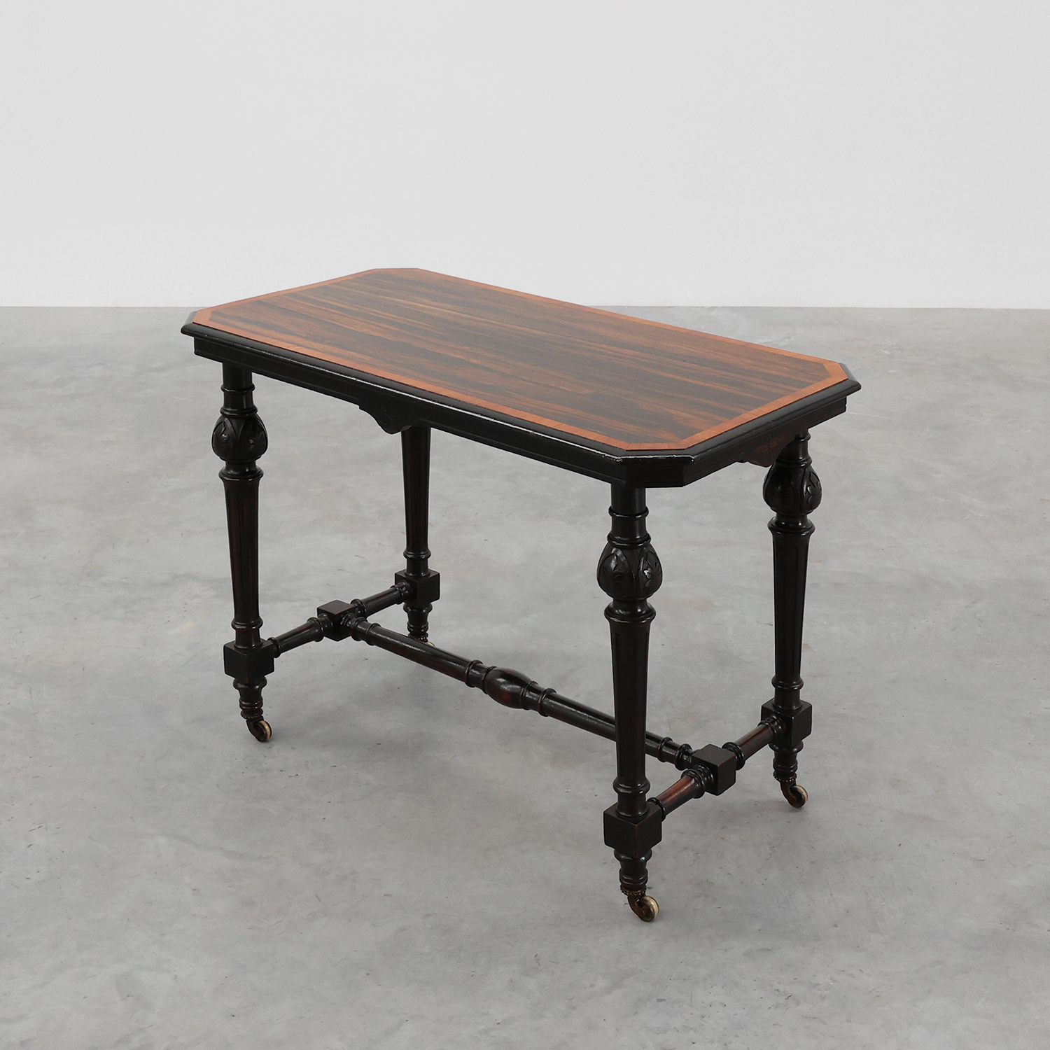19th Century English side table with geometric wood inlay by John Taylor & Sons-img